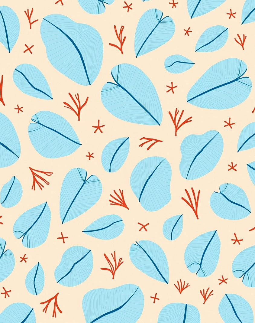 Sky Blue Leaf Coral Charm Rug
