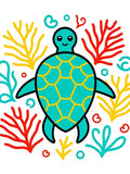 Turquoise Turtle Coral Reef Adventure Rug