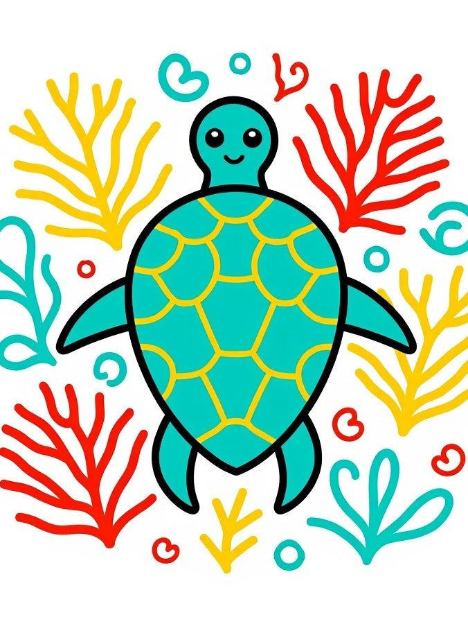 Turquoise Turtle Coral Reef Adventure Rug