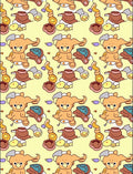Whimsical Cartoon Bear Yellow Repeating Rug