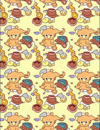 Whimsical Cartoon Bear Yellow Repeating Rug
