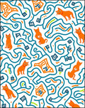Orange Cats Teal Labyrinth Fun Rug