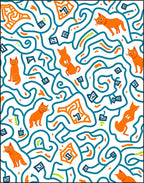 Orange Cats Teal Labyrinth Fun Rug