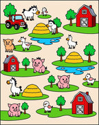 Farm Animals Red Barn Haystacks Tractor Rug