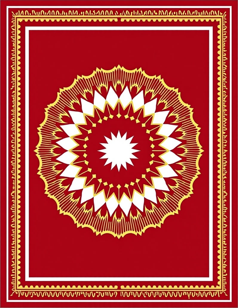 Crimson Gold Radial Sunburst Medallion Rug