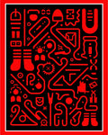 Radical Red Abstract Maze Rug