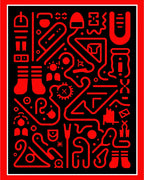 Radical Red Abstract Maze Rug