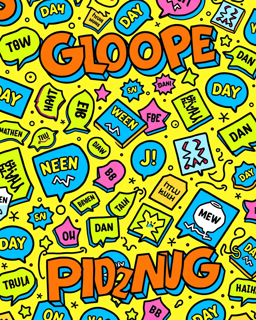 Bold Yellow Speech Bubble Graffiti Rug