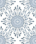 Delicate Blue Floral Sunburst Artwork Rug