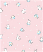 Pink Pastel Bunny Bird Dotground Rug
