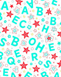Aqua Alphabet Star Scatter Rug