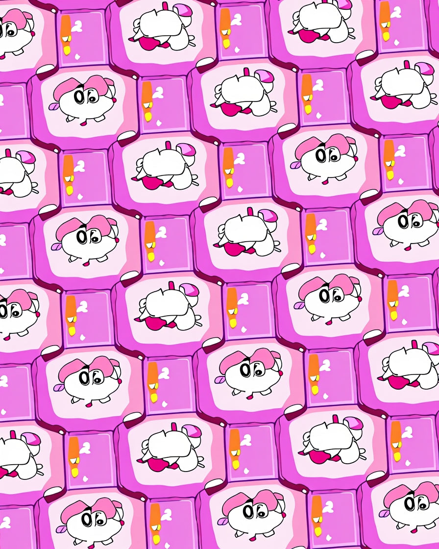 Pink Bubble Cute Critter Repeat Rug