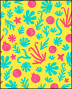 Bright Yellow Coral Sea Creature Assemblage Rug