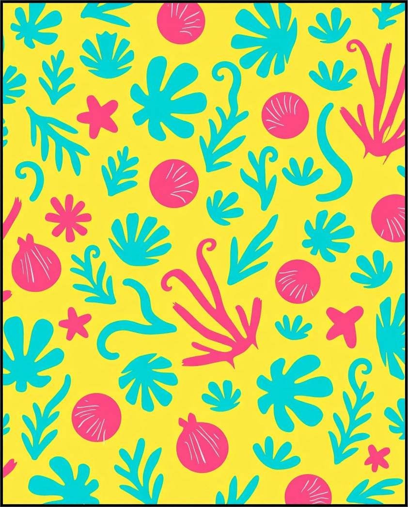 Bright Yellow Coral Sea Creature Assemblage Rug