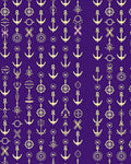 Golden Nautical Anchor Ships Wheel Rug