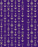 Golden Nautical Anchor Ships Wheel Rug