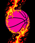 Hot Pink Fire Basketball Blast Rug