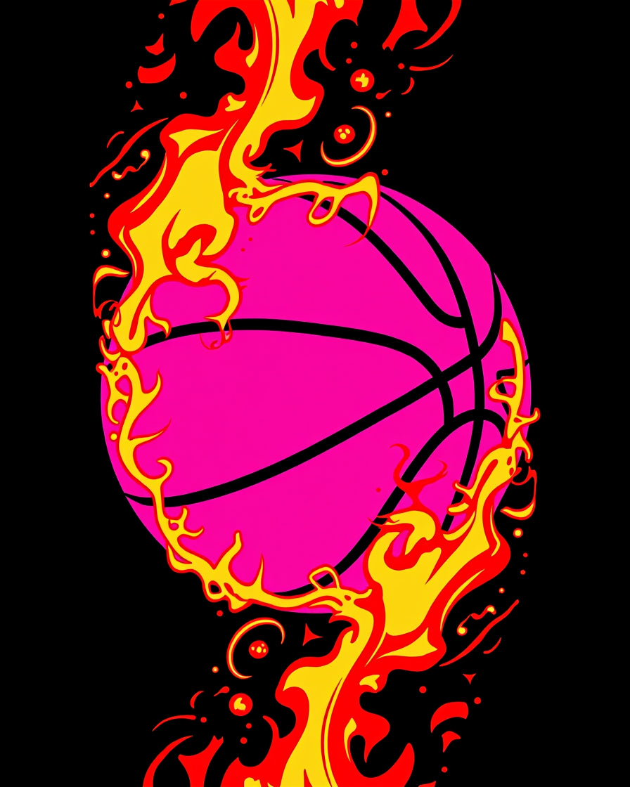 Hot Pink Fire Basketball Blast Rug