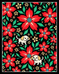 Red Floral Puppy Garden Whimsy Rug
