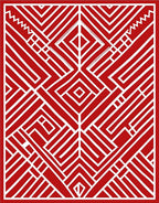 Bold Red Geometric Medallion Maze Rug