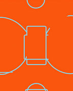 Bright Orange Sky Blue Abstract Lines Rug