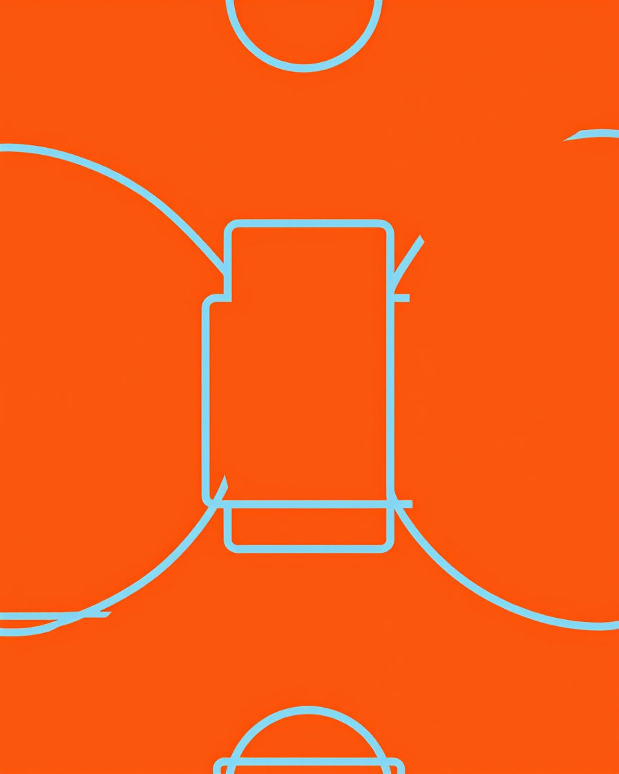 Bright Orange Sky Blue Abstract Lines Rug