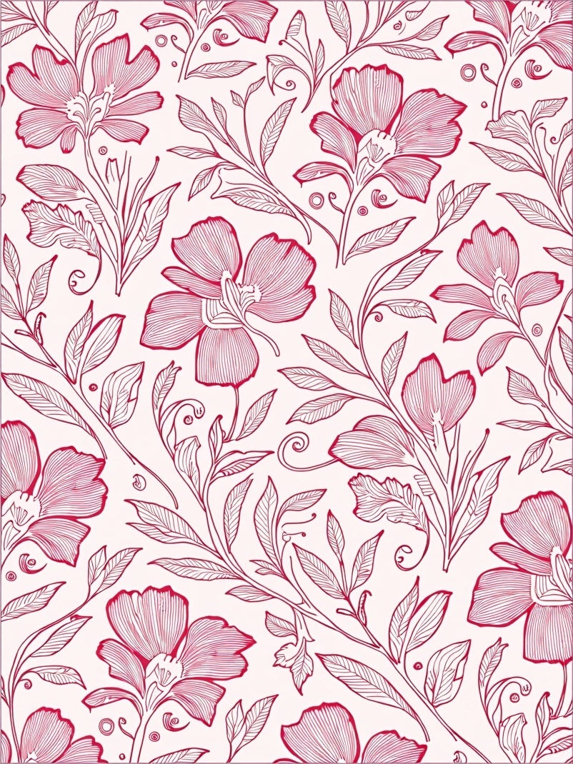 Crimson Floral Vines Art Deco Rug