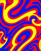Bold Red Blue Yellow Swirl Rug