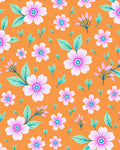 Retro Orange Pink Floral Garden Rug
