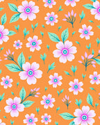 Retro Orange Pink Floral Garden Rug