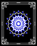 Electric Blue Starburst Mandala Frame Rug