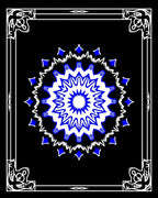 Electric Blue Starburst Mandala Frame Rug