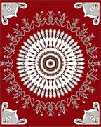 Cardinal Red Floral Geometric Mandala Rug