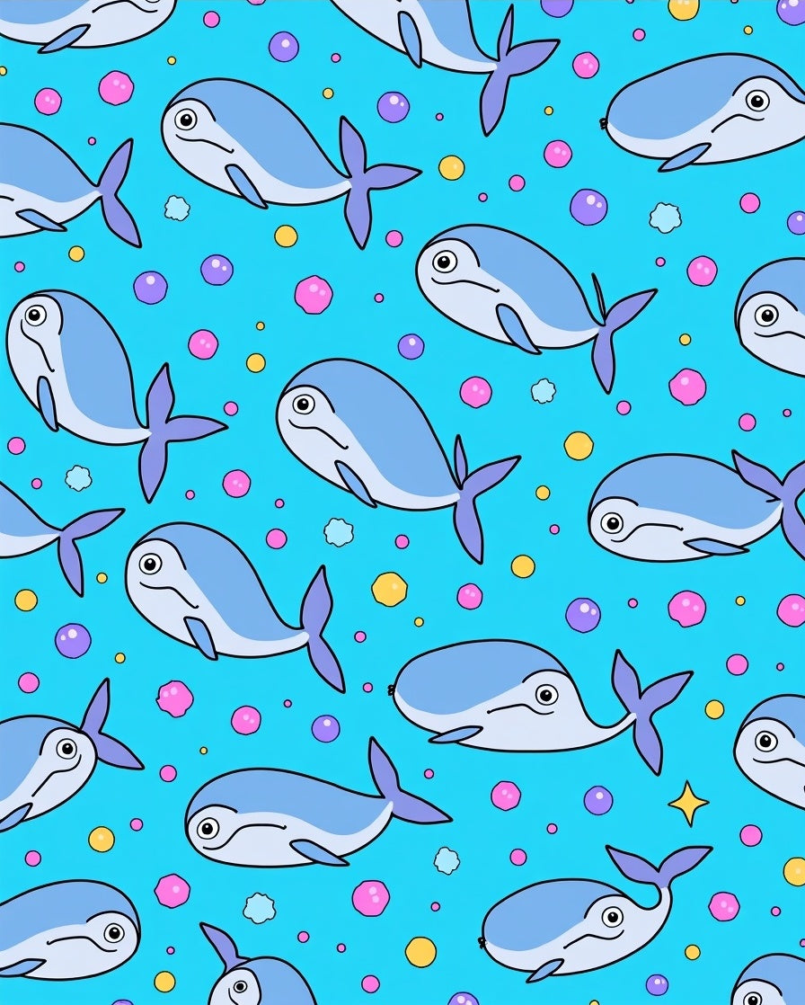 Cute Blue Whales Bubbles Background Rug