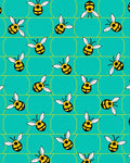 Yellow Bees Teal Honeycomb Background Rug