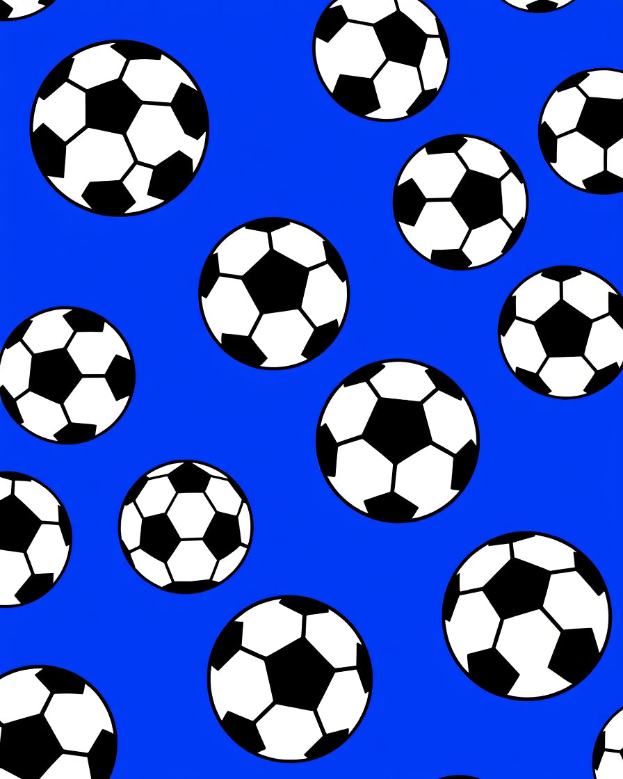 Bold Blue Soccer Balls Scatter Rug