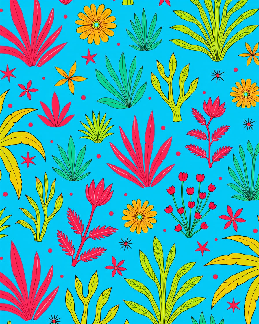 Vibrant Tropical Foliage Floral Rug