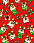 Red Corgi Gift Bow Ribbon Festive Rug