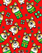 Red Corgi Gift Bow Ribbon Festive Rug