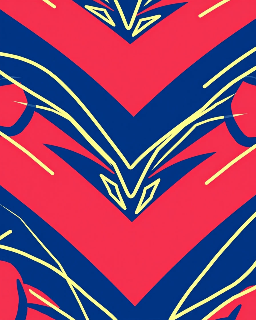 Crimson Blue Abstract Chevron Rug