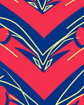 Crimson Blue Abstract Chevron Rug