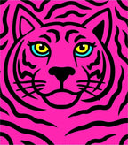 Vibrant Pink Tiger Face Stripes Rug