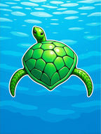 Green Sea Turtle Ocean Bubbles Rug