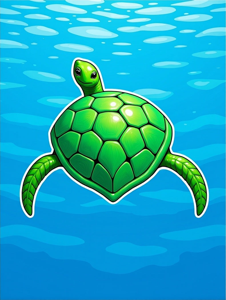 Green Sea Turtle Ocean Bubbles Rug