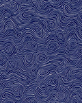 Deep Blue Swirling Line Artwork Rug