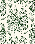 Abstract Green Face Botanical Collage Rug
