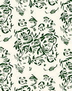 Abstract Green Face Botanical Collage Rug