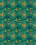 Emerald Green Golden Floral Paisley Rug