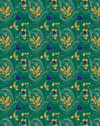 Emerald Green Golden Floral Paisley Rug