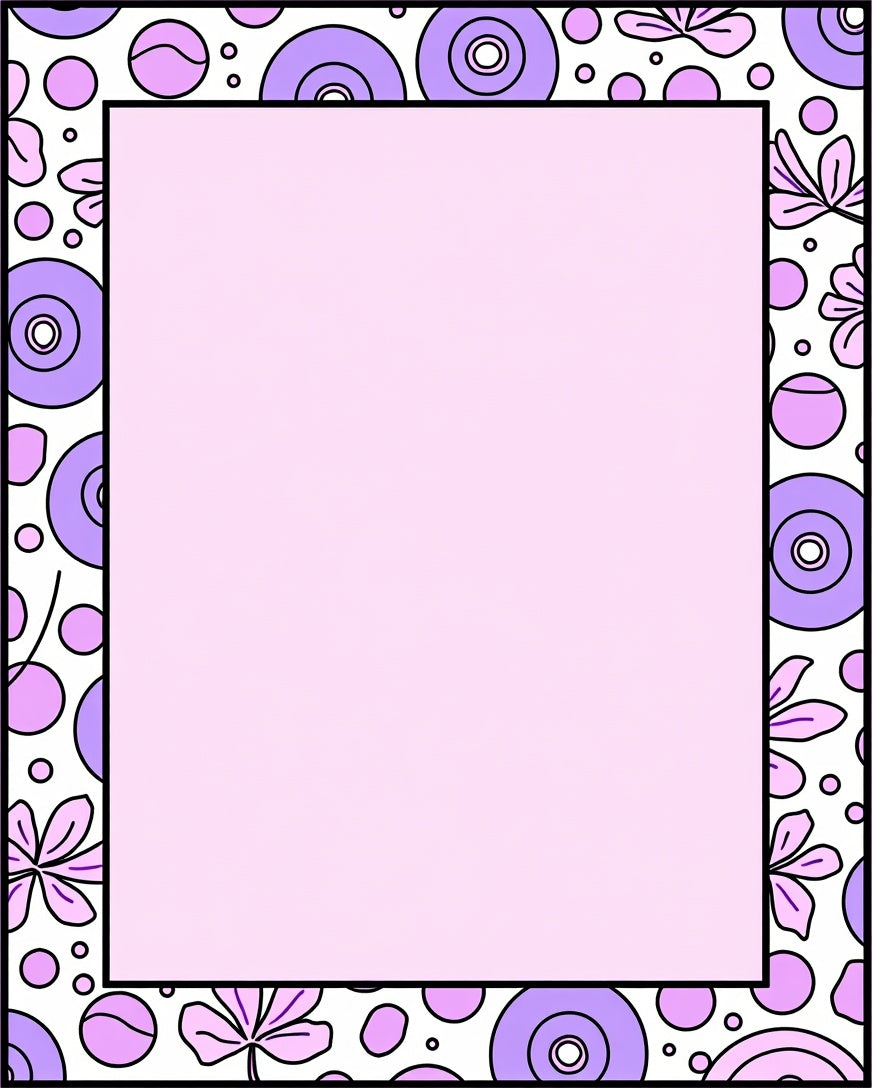 Playful Purple Floral Concentric Circles Rug